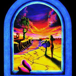 Blacklight Tapestry UV Trippy Hippie Home Wall Art Decor Surreal Sunset Beach